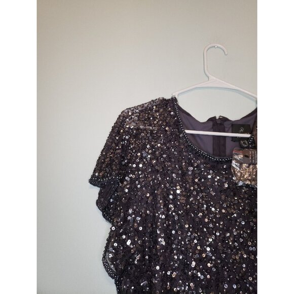 Adrianna Papell Women 6 Dress All Over Sequin Flutter Sleeve Evening NWT FLAW - Picture 5 of 9